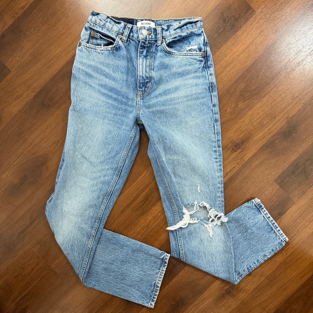 Re/Done Originals 70s Straight Jeans Worn Medium Raf Casual Minimalist Sz 25 - Picture 2 of 9